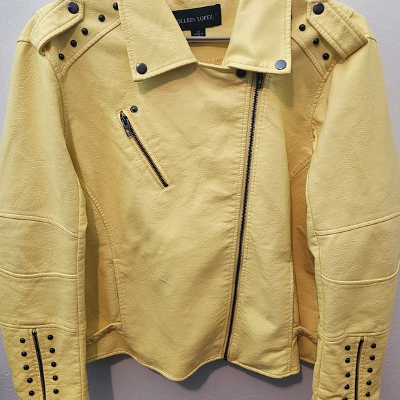 COLLEEN LOPEZ Purple Faux Leather Moto Jacket - Picture 2 of 14